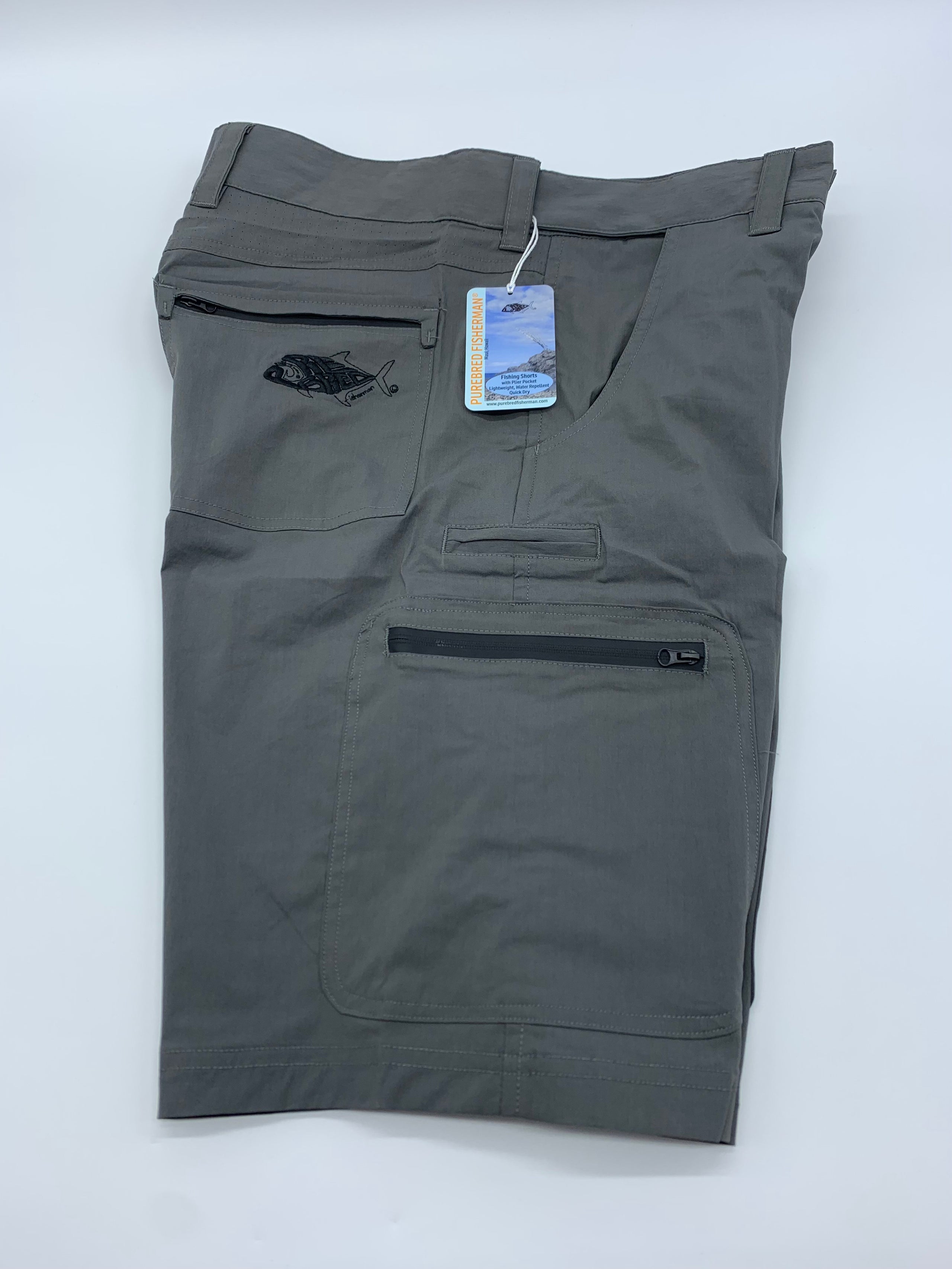 PBF Grey Fishing Shorts w/7 Pockets